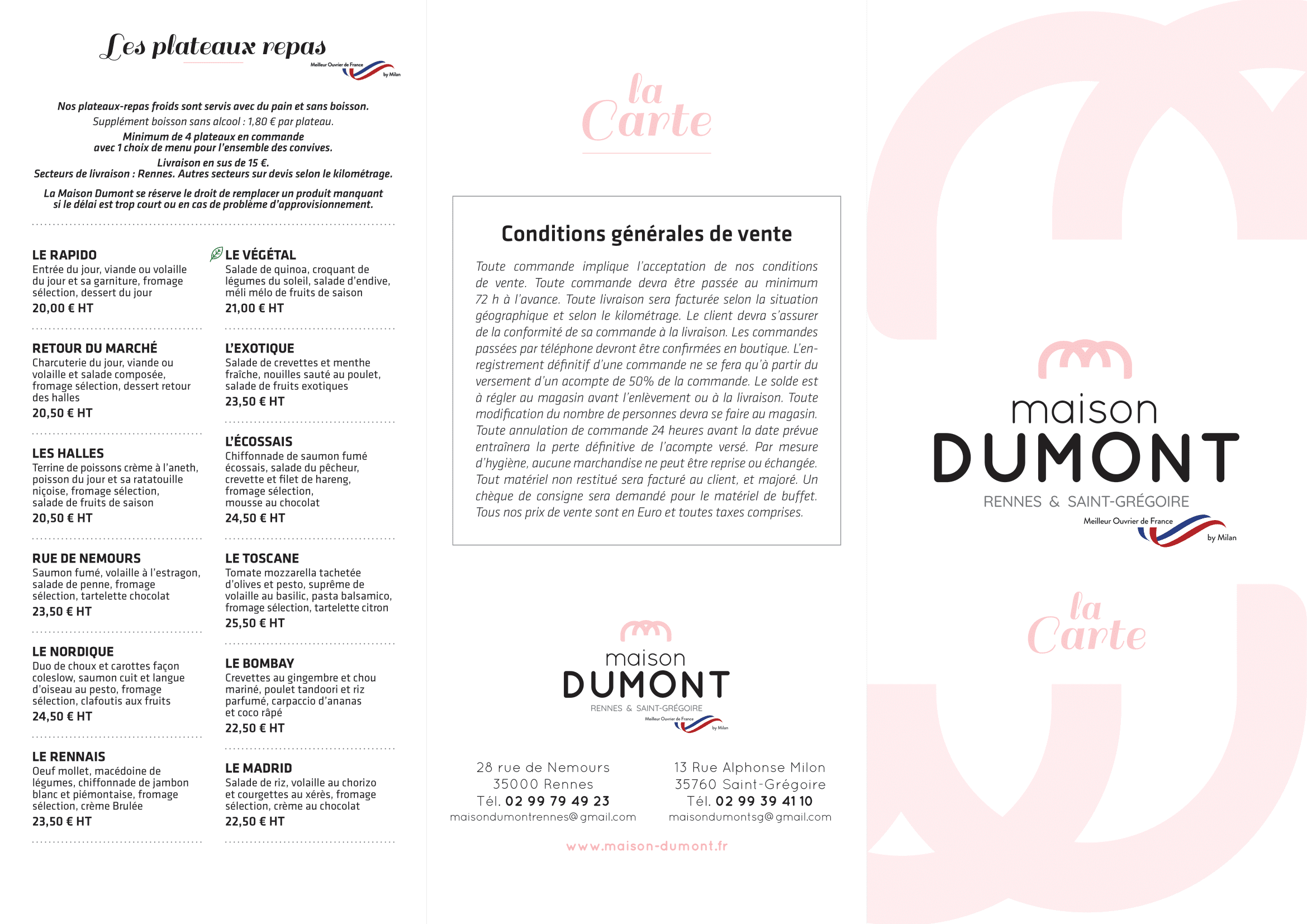 Maison Dumont Traiteur A Rennes Carte 1